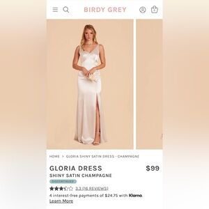 BIRDY GREY GLORIA BRIDESMAID DRESS SHINY SATIN CHAMPAGNE SIZE M